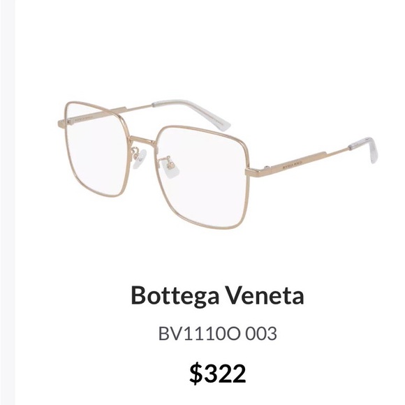 Bottega Veneta VB11100 Gold Square Metal Frame Eye Glasses ? Oversized main image 6